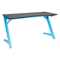 OSP Home Furnishings BET25-BLU Beta Battlestation Gaming Desk with Black Carbon Top and Matte Blue Legs